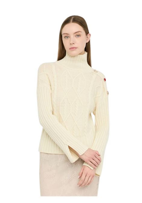 Dolcevita in lana con bottoni gioiello BEIGE CHIARO Liu Jo | MF5425MS04020304